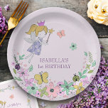 Plato De Papel Jardín de flores de hadas cualquier ocasión Lilac<br><div class="desc">Platos de papel con temática de Hadas mágicas que puedes personalizar para cualquier ocasión. El diseño presenta un hada mágica,  mariposas,  pájaros ladinos y flores de jardín. Decoración dulce en tonos pastel de verde rosa lila y amarillo.</div>