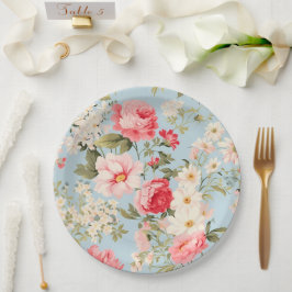 Plato De Papel Jardín de flores del campo inglés