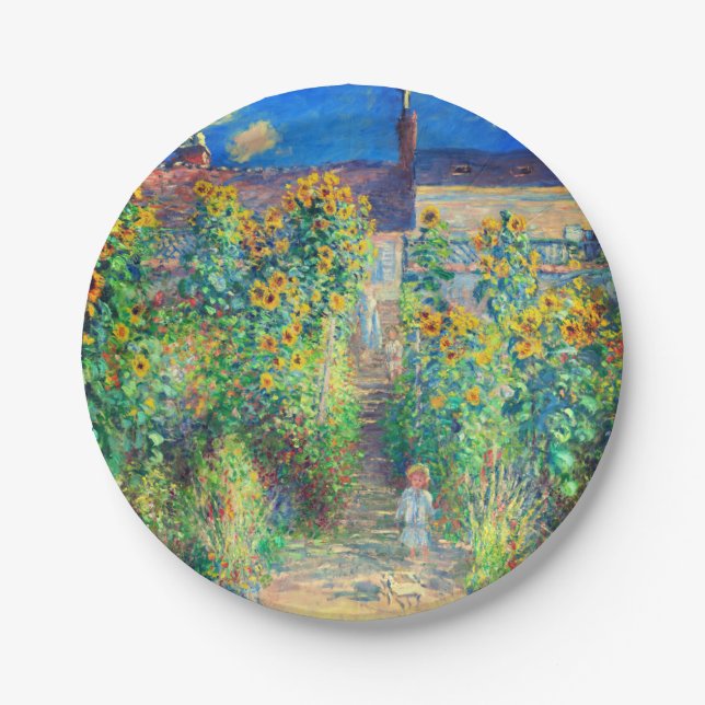 Plato De Papel Jardín de flores Monet (Anverso)