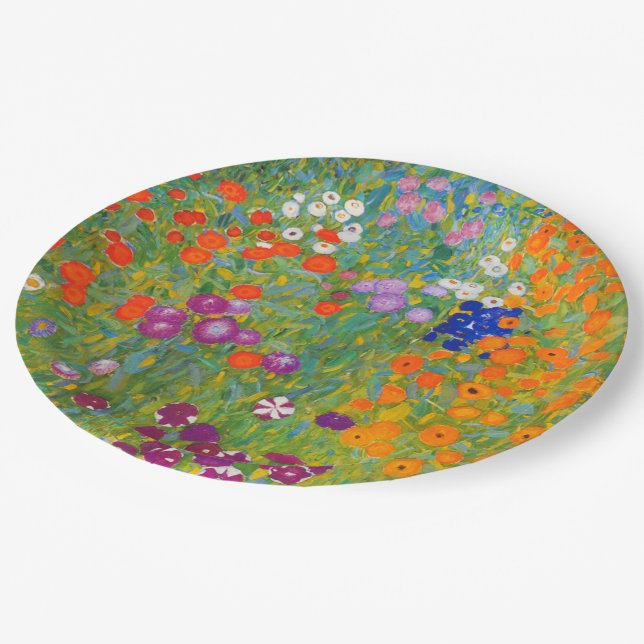 Plato De Papel Jardín de flores por Gustav Klimt (Angular)