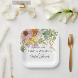 Plato De Papel Jardín de flores primavera ducha de novia Papel de