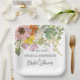 Plato De Papel Jardín de flores primavera ducha de novia Papel de