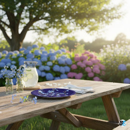 Plato De Papel Jardín de flores silvestres azules modernos para b