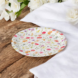 Plato De Papel Jardín de flores silvestres boho fiesta de shower 