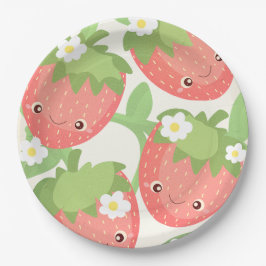 Plato De Papel Jardín de Fresas Bonito