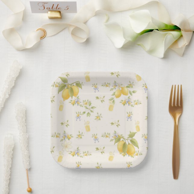 Plato De Papel Jardín de limoneros con ratones (Boda)