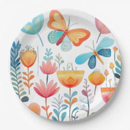 Plato De Papel Jardín de mariposas 1