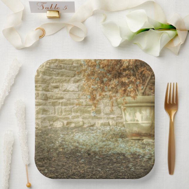 Plato De Papel Jardín de otoño rústico (Boda)