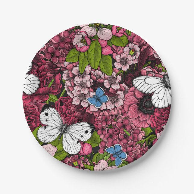 Plato De Papel Jardín de primavera (Anverso)