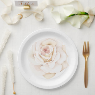 Plato De Papel Jardín de Rosas Elegantes Bodas Florales Rosa Past