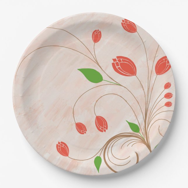 Plato De Papel Jardín de Tulipanes (Anverso)