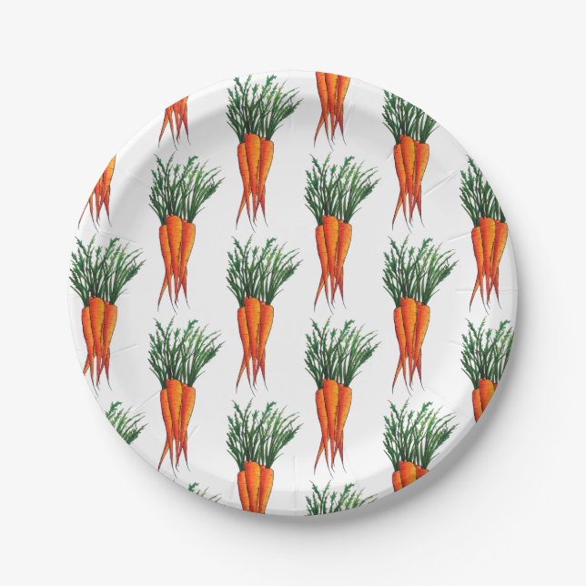 Plato De Papel Jardín de verduras de Naranja de zanjas (Anverso)