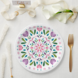 Plato De Papel Jardín en Flor