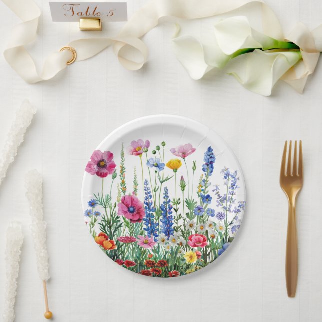 Plato De Papel jardín floral (Boda)