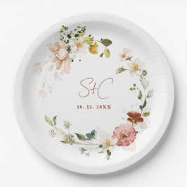 Plato De Papel Jardín floral de flores silvestres boho rústico ch