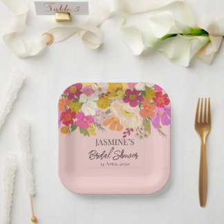 Plato De Papel Jardín floral de verano para despedida de soltera 