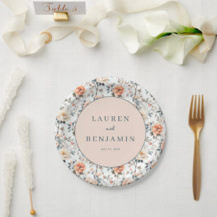 Plato De Papel Jardín Floral Pastel Romántico