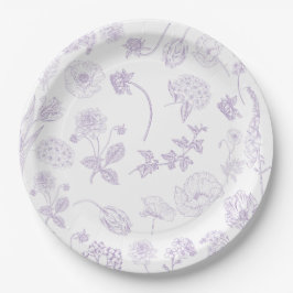 Plato De Papel Jardín floral Vintage Elegante Lilac Lavender
