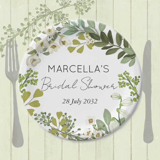 Plato De Papel Jardín Foliage Greenery Wreath Bridal Shower (Subido por el creador)
