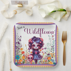 Plato De Papel Jardín Gótico Bonito Azúcar Calavera