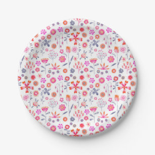 Plato De Papel Jardín moderno de flores