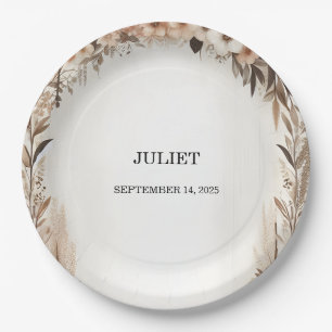 Plato De Papel Jardín Primavera Wood Boho Rústica Bridal Shower