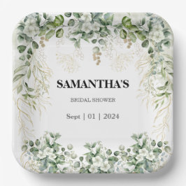 Plato De Papel Jardín Radiante: Ducha Bridal Tocada en Oro