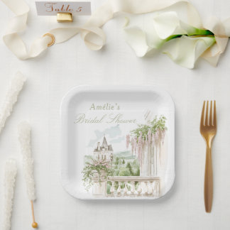 Plato De Papel Jardín romántico francés Château Desayuno nupcial