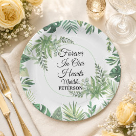 Plato De Papel Jardín Verde Hojas Funeral
