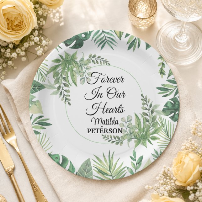 Plato De Papel Jardín Verde Hojas Funeral (Subido por el creador)