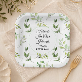 Plato De Papel Jardín Verdor Hojas Funeral 