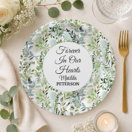 Plato De Papel Jardín Verdor Hojas Funeral 