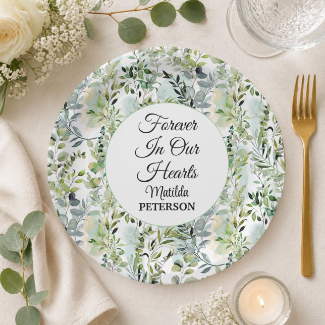 Plato De Papel Jardín Verdor Hojas Funeral  (Subido por el creador)