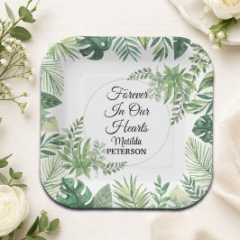 Plato De Papel Jardín Verdor Hojas Funeral