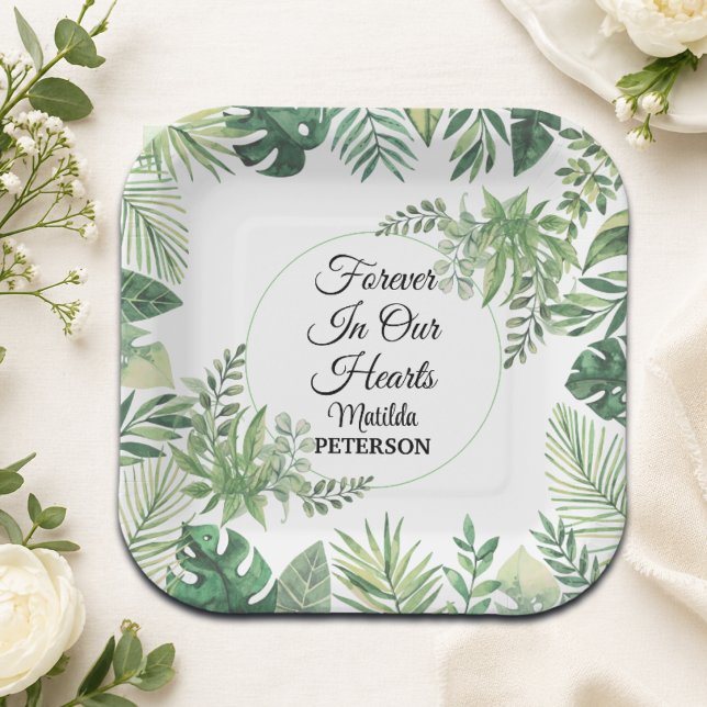 Plato De Papel Jardín Verdor Hojas Funeral (Subido por el creador)