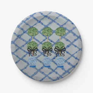 Plato De Papel Jarrones de jengibre azul topioso