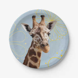 Plato De Papel Jaunty giraffe inclinando la cabeza
