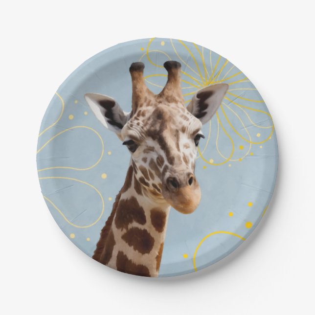Plato De Papel Jaunty giraffe inclinando la cabeza (Anverso)