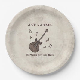 Plato De Papel Java Jams-Brewing Rockin' Riffs-Café-Guitarra-