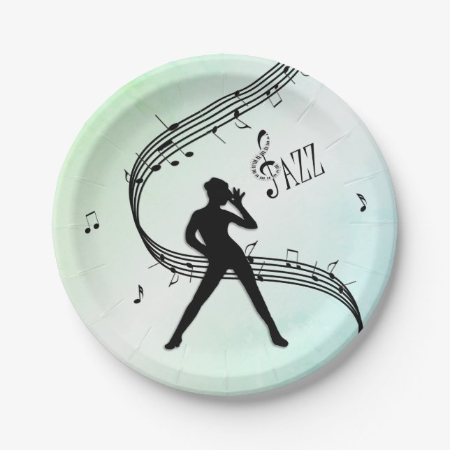Plato De Papel Jazz Dance Green Music (Anverso)