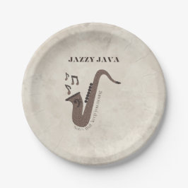 Plato De Papel Jazzy Java-Grãos de Café-Saxofone-