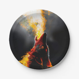 Plato De Papel Jefe de Lobo de Fuego Agresivo