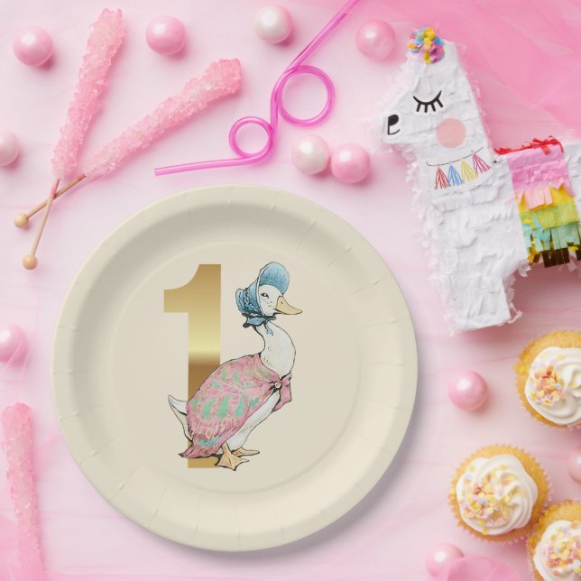 Plato De Papel Jemima Puddle Duck Primer cumpleaños (Fiesta)