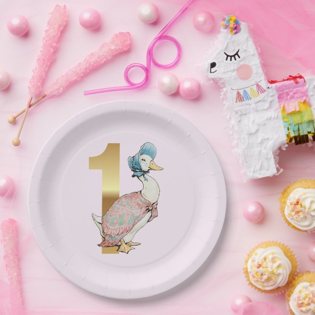 Plato De Papel Jemima Puddle Duck Primer cumpleaños (Fiesta)