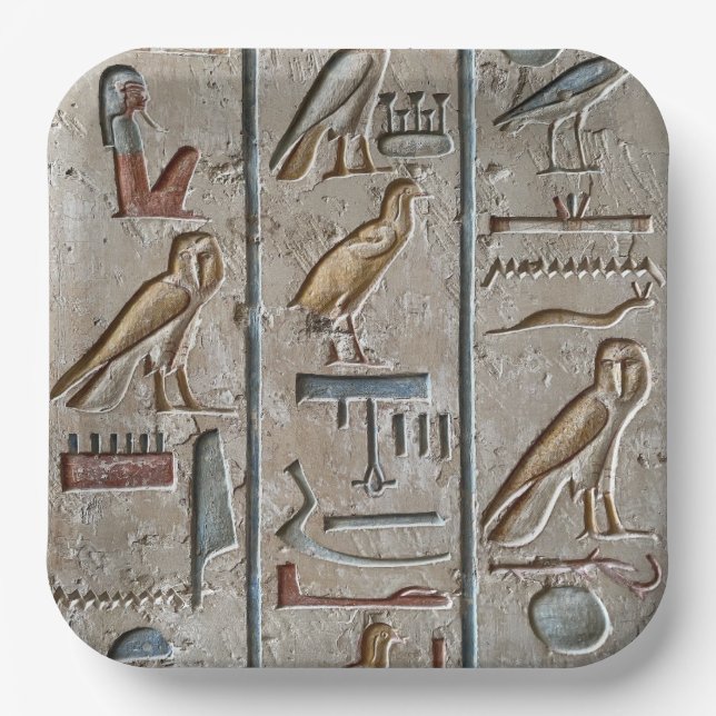Plato De Papel Jeroglífico Antiguo Egipto Idioma Texto Grabado (Anverso)