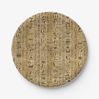 Plato De Papel Jeroglíficos egipcios en el papiro