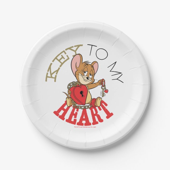 Plato De Papel Jerry Mouse "Key To My Heart" Valentine (Anverso)