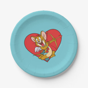 Plato De Papel Jerry Mouse vestido como Valentine Cupido