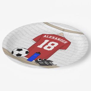 Plato De Papel Jersey de fútbol rojo y blanco personalizado