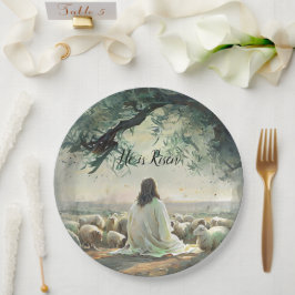 Plato De Papel Jesucristo Religioso Pascua Católico 